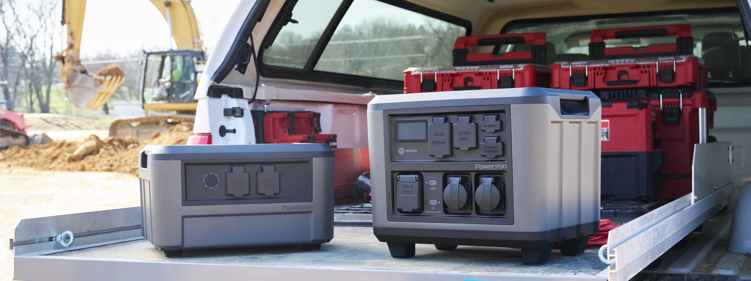 portable power station on pickup truck