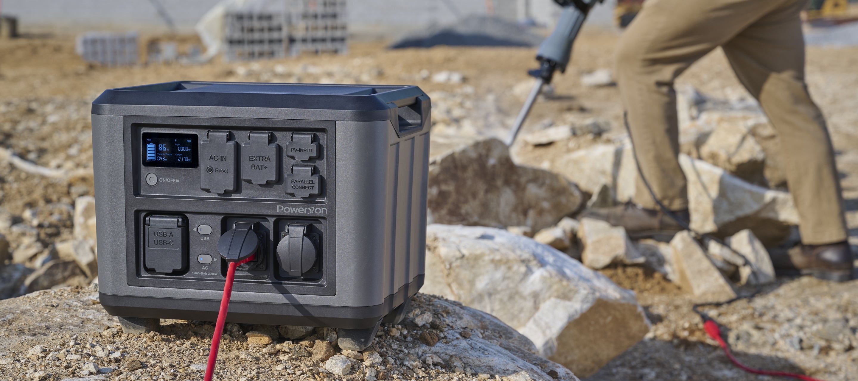 Powerxon portable power station on construction