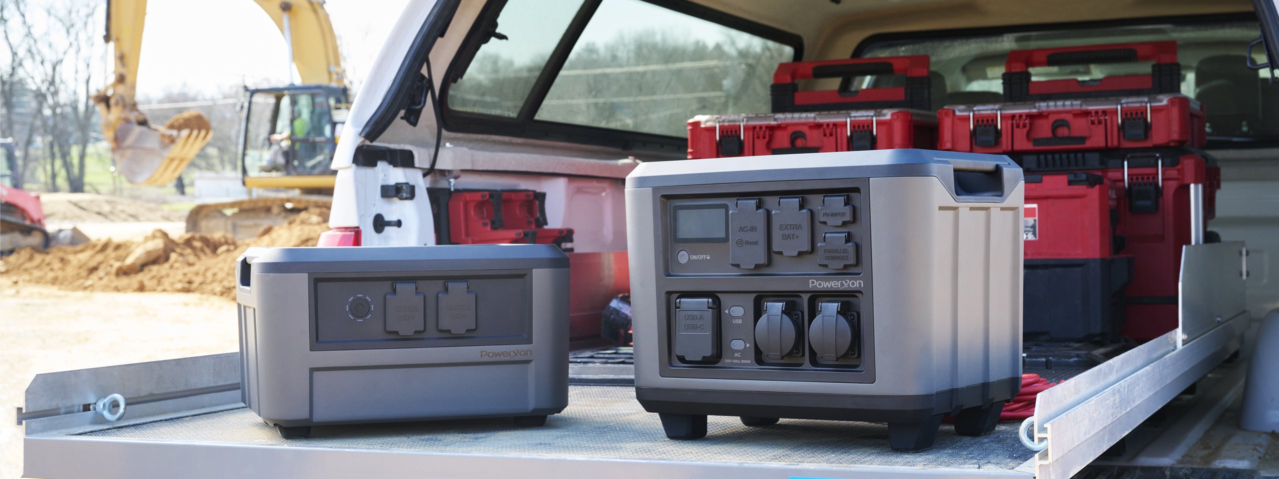 portable power station on pickup truck