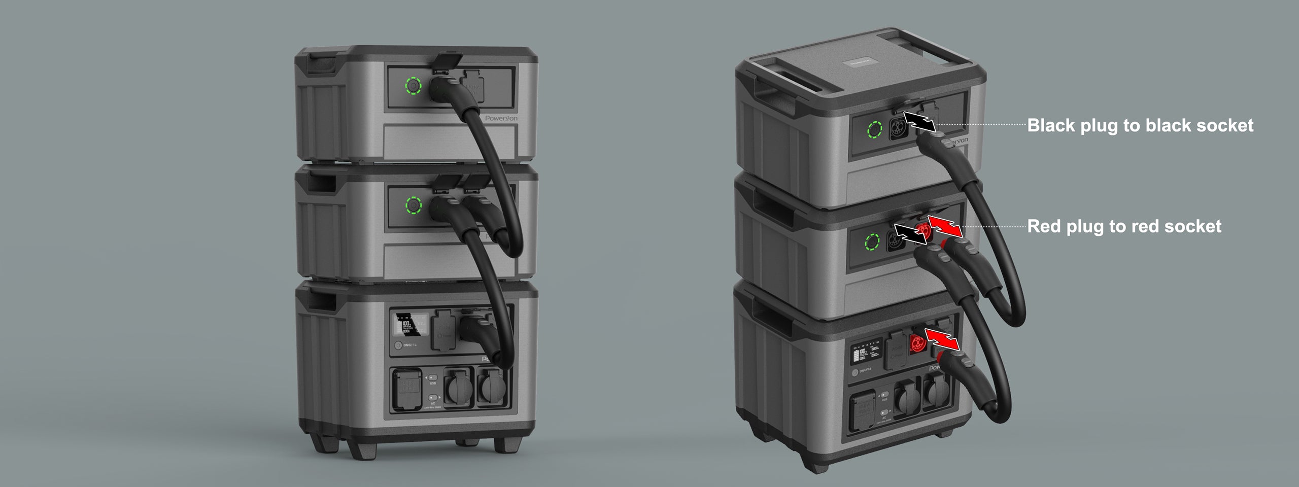 How to connect portable power station with extra battery module