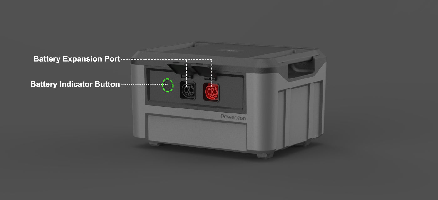 indicator and ports of extra battery module