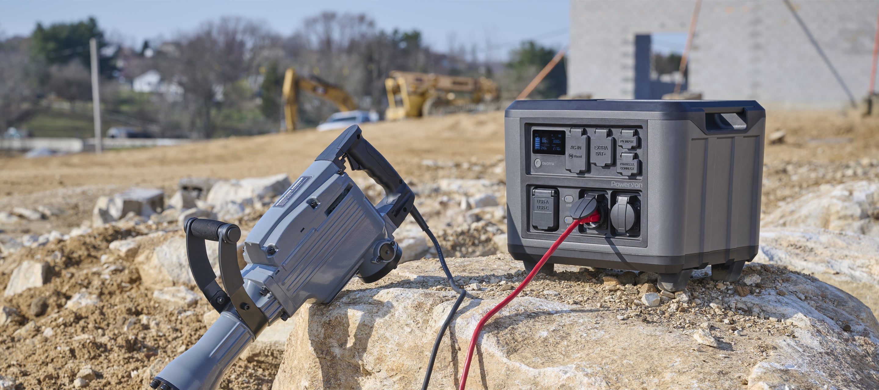 PowerXon portable power station on construction