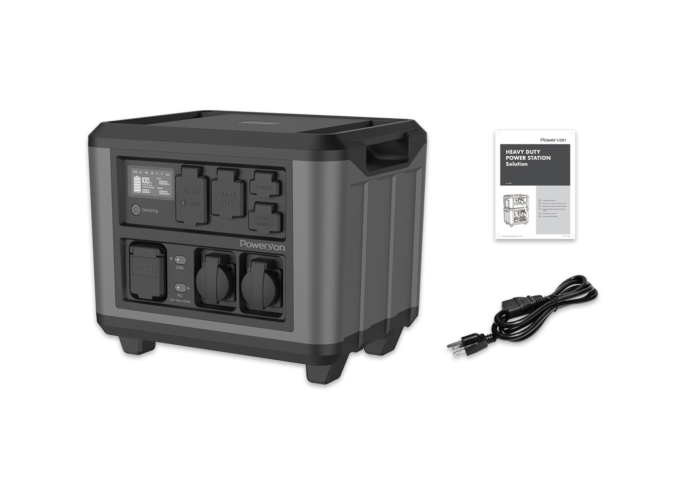 What is included in the box of the Powerxon portable power station?